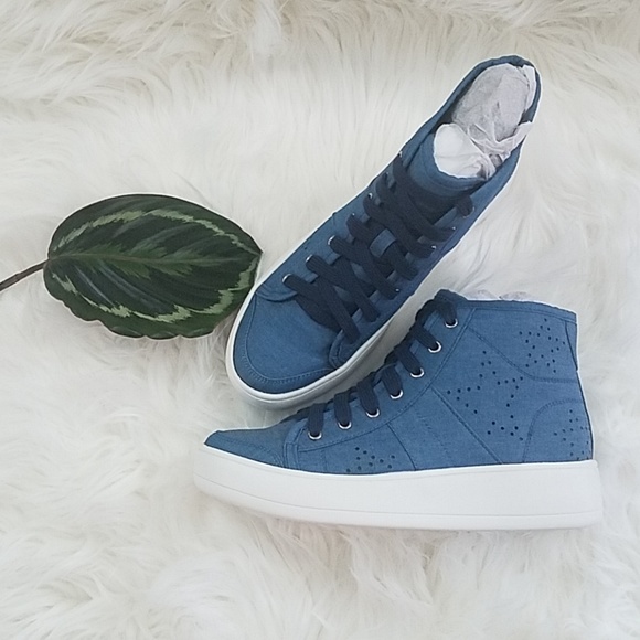 Blue Denim Perforated Star Hightops - Picture 2 of 3
